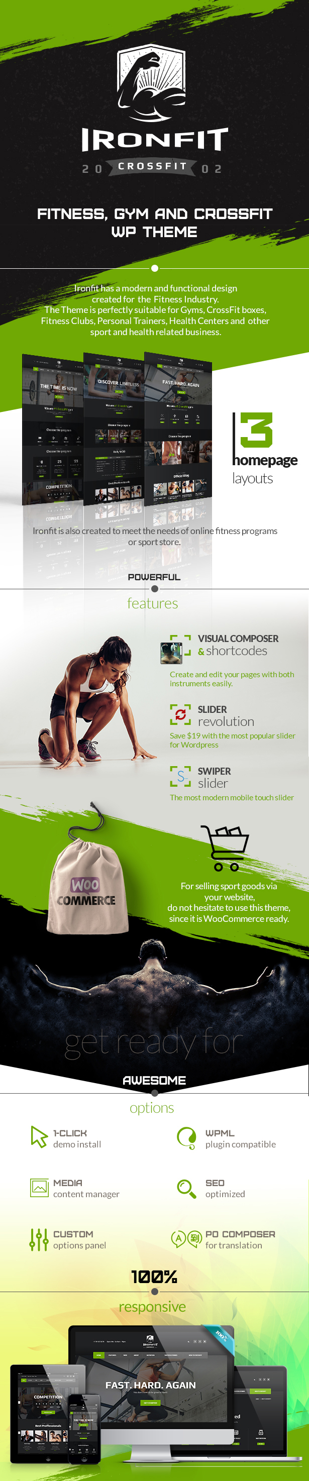 Fitness, Gym and Crossfit WordPress Theme features